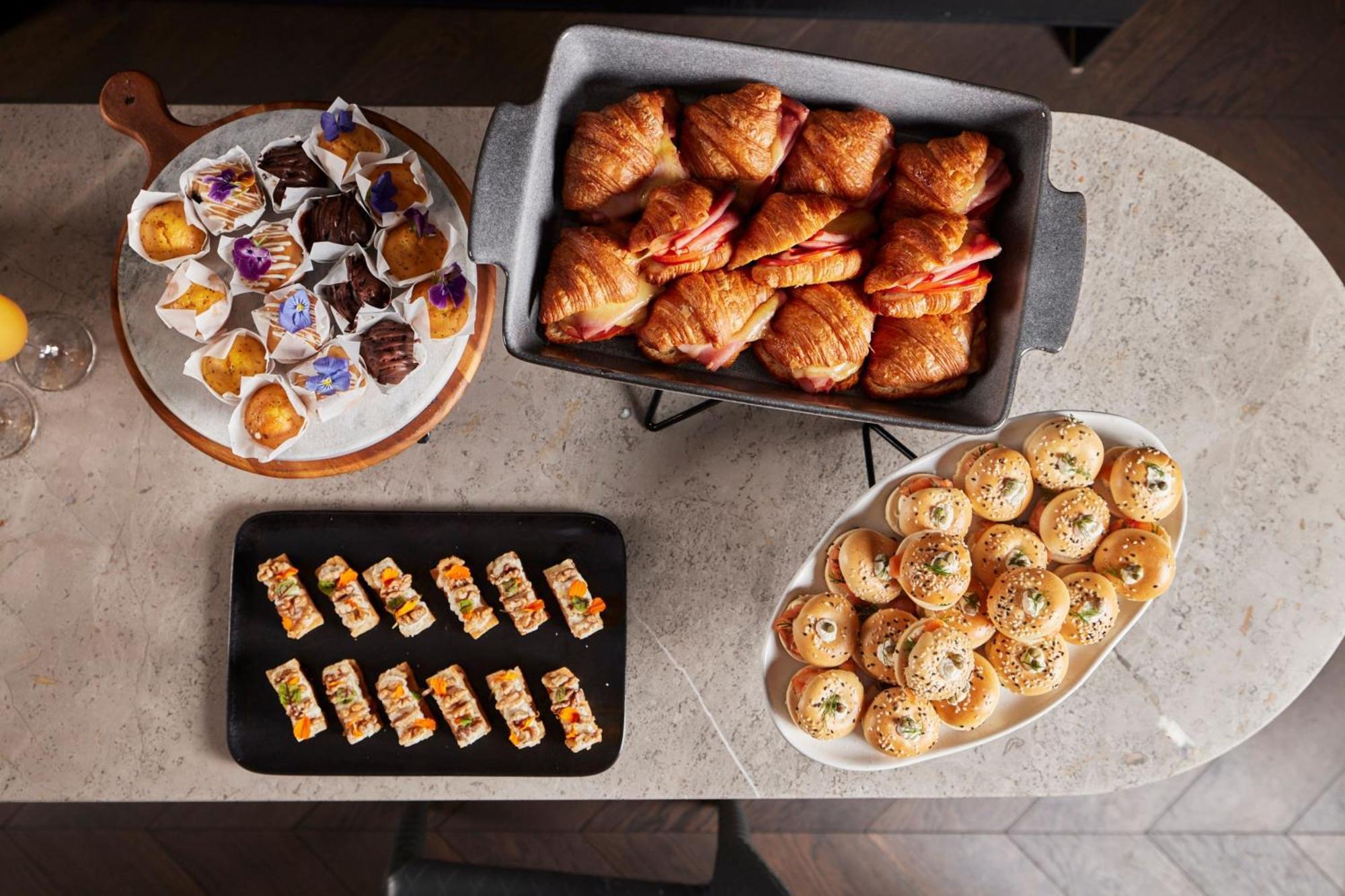 Melbourne Marriott Hotel Docklands Exteriör bild A selection of finger food